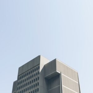 low angle photography of grey building